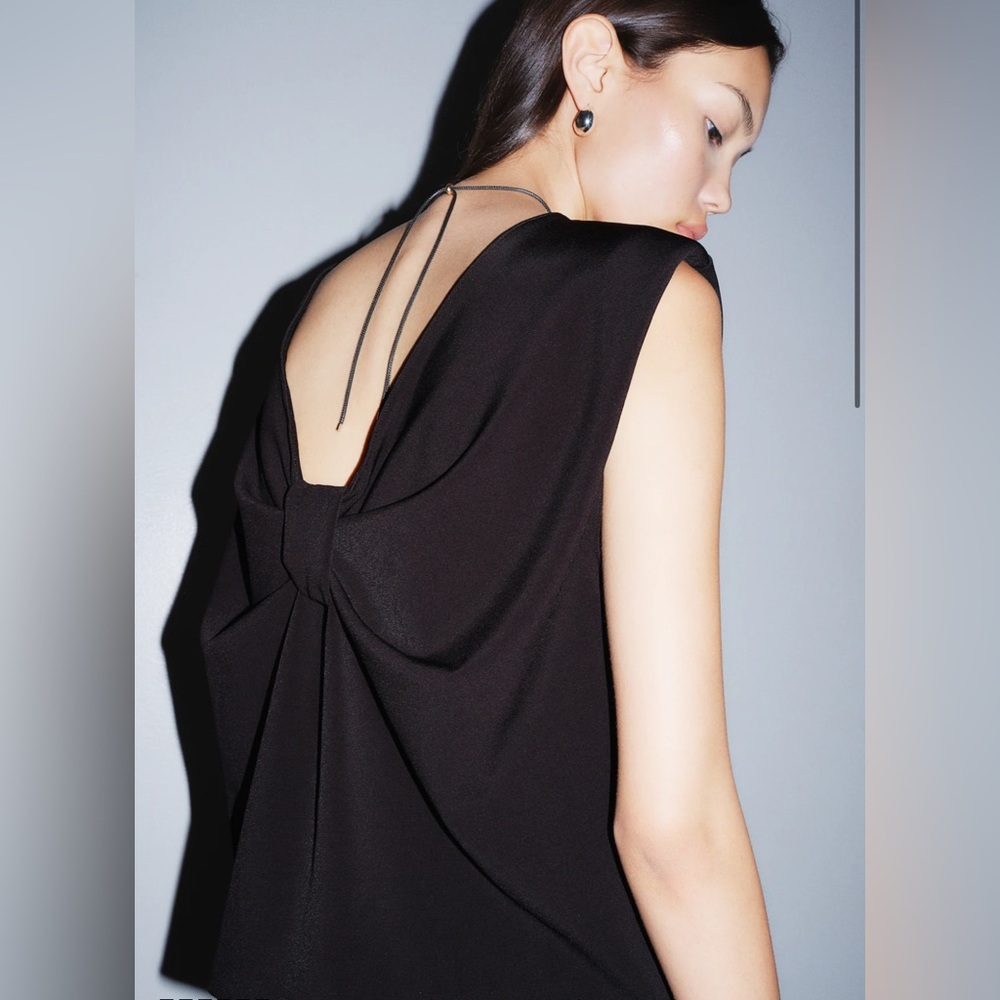 NWOT H&M Edition Black Bow Back Blouse